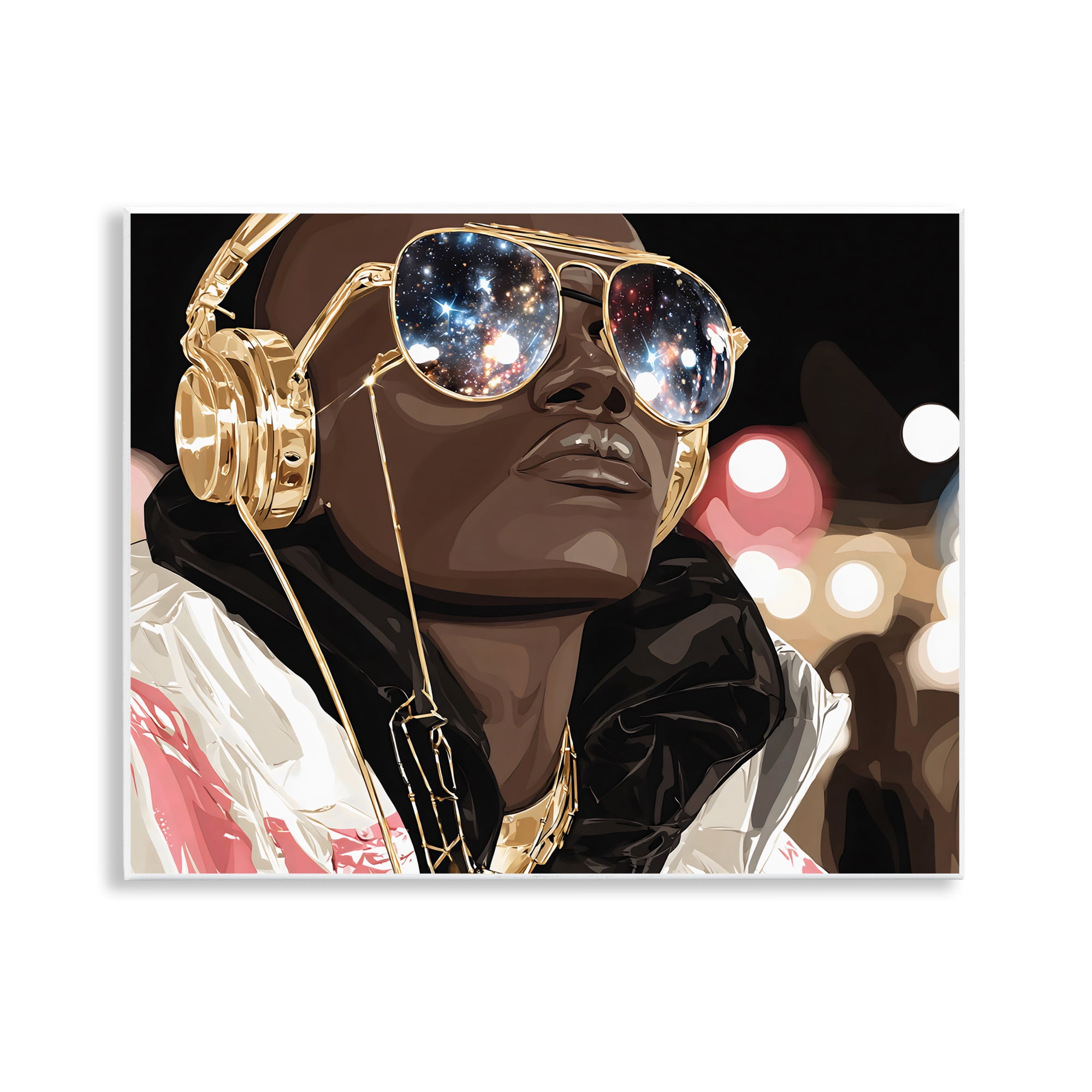 Stupell Industries Starry Eyed Shades with Headphones Wall Plaque Art, design by Franklyn Gregory