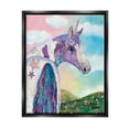 thumbnail image 1 of Stupell Industries Starry Eyed Unicorn Floral Fantasy Meadow Collage Painting Jet Black Floating Framed Canvas Print Wall Art, Design by Lisa Morales, 1 of 5