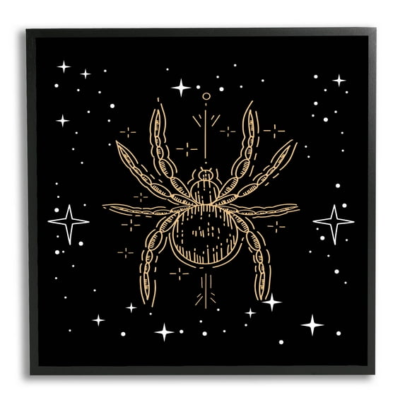 Stupell Industries Starry Halloween Spider Insect Graphic Art Black Framed Art Print Wall Art, Design by Lil' Rue