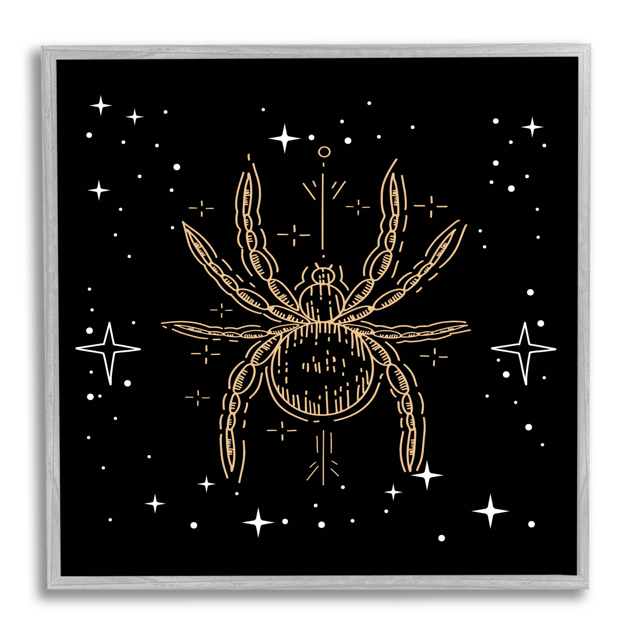 Stupell Industries Starry Halloween Spider Insect Graphic Art Gray Framed Art Print Wall Art, Design by Lil' Rue