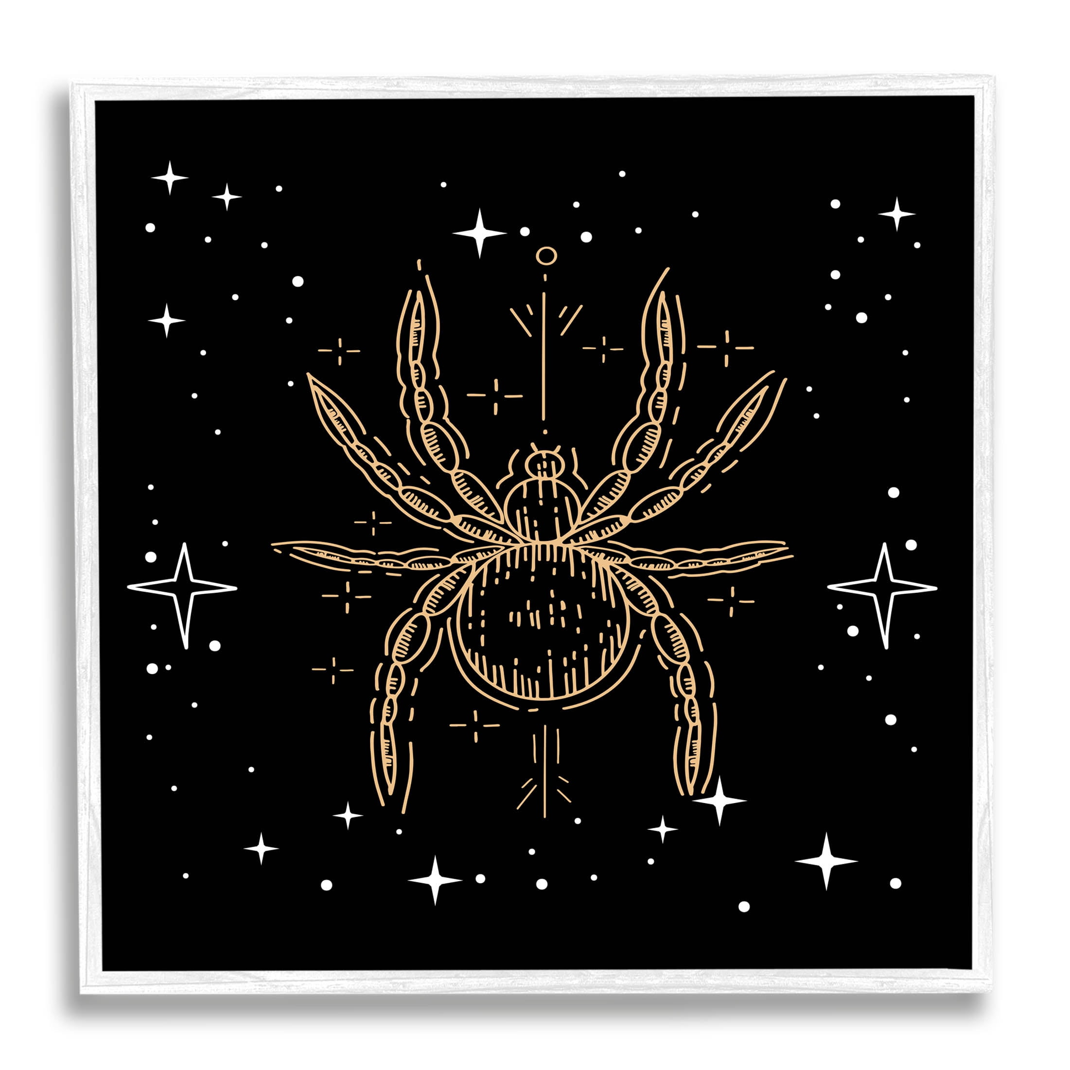 Stupell Industries Starry Halloween Spider Insect Graphic Art White Framed Art Print Wall Art, Design by Lil' Rue