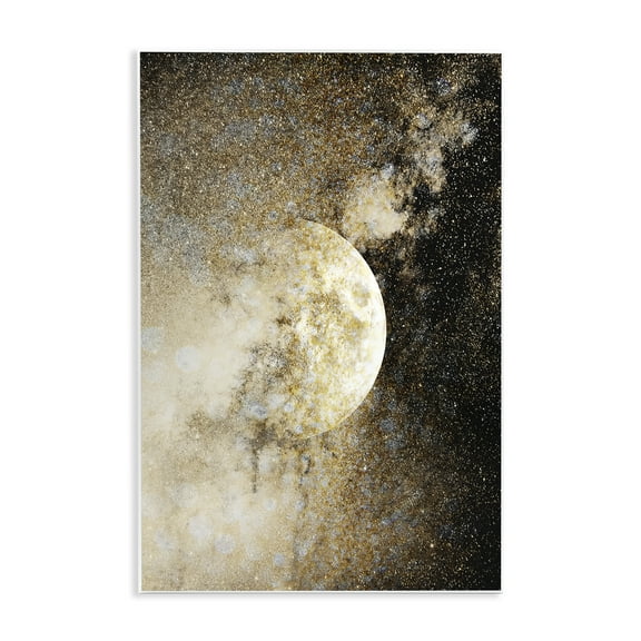 Stupell Industries Starry Nebula Full Moon Outer Space Painting Unframed Art Print Wall Art, 10 x 15