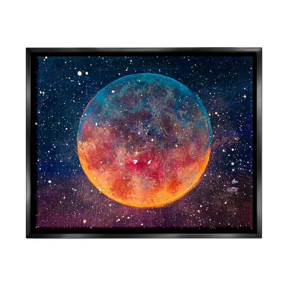Stupell Industries Starry Night Planet Nature Painting Black Floater Framed Art Print Wall Art, 21 x 17