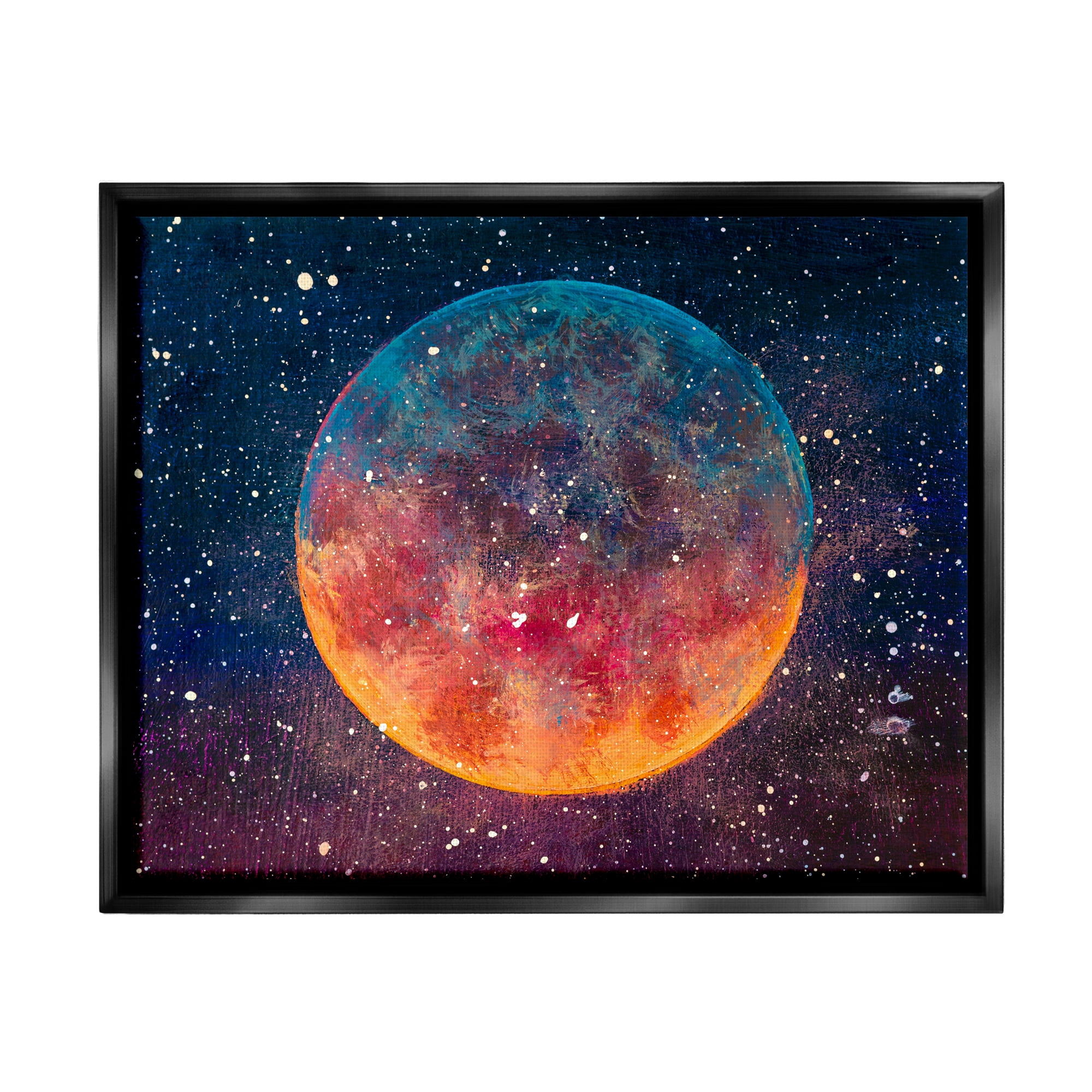 Stupell Industries Starry Night Planet Nature Painting Black Floater Framed Art Print Wall Art, 31 x 25