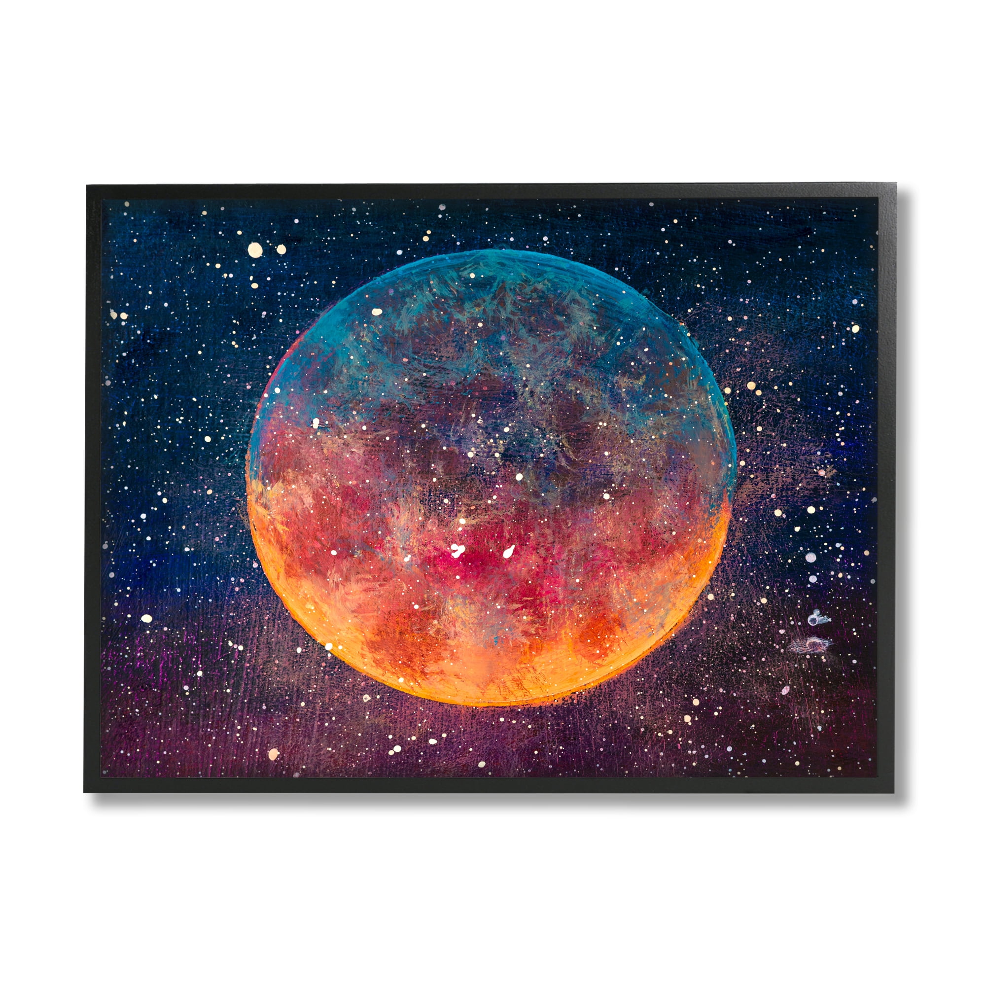 Stupell Industries Starry Night Planet Nature Painting Black Framed Art Print Wall Art, 14 x 11