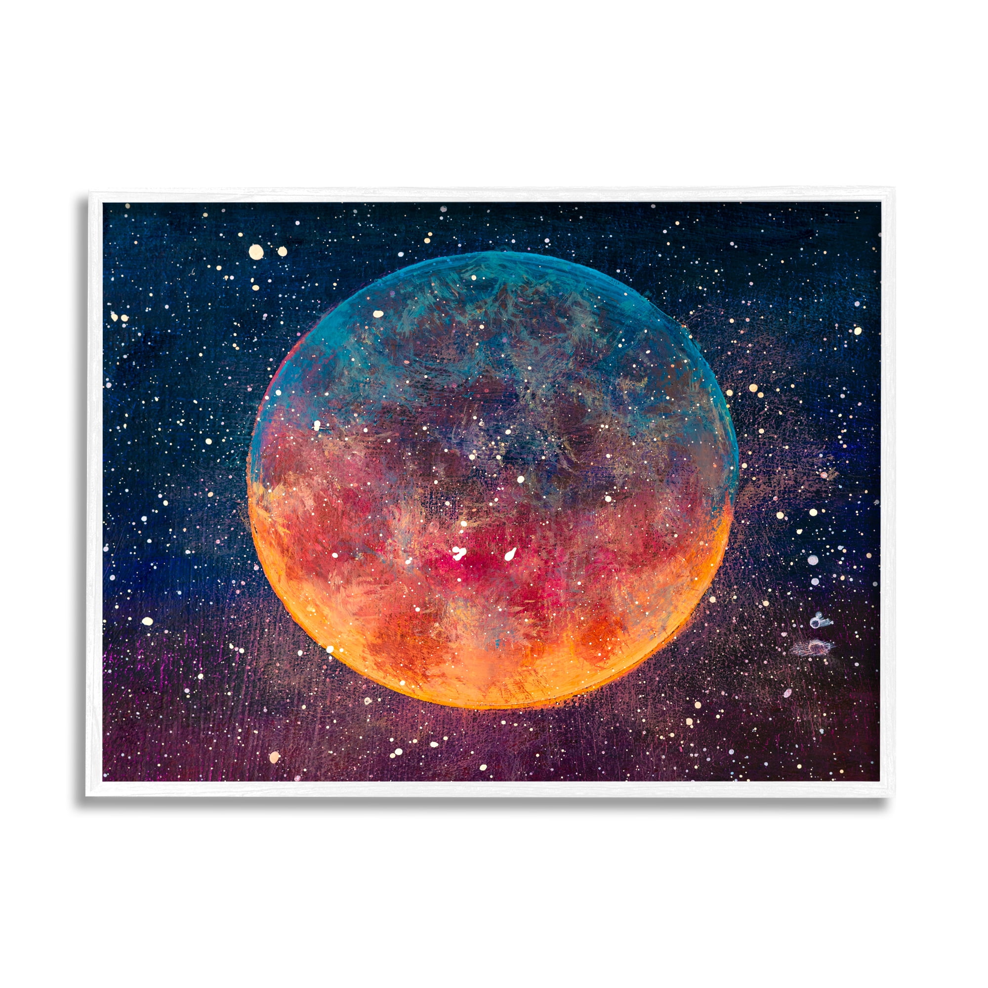 Stupell Industries Starry Night Planet Nature Painting White Framed Art Print Wall Art, 14 x 11