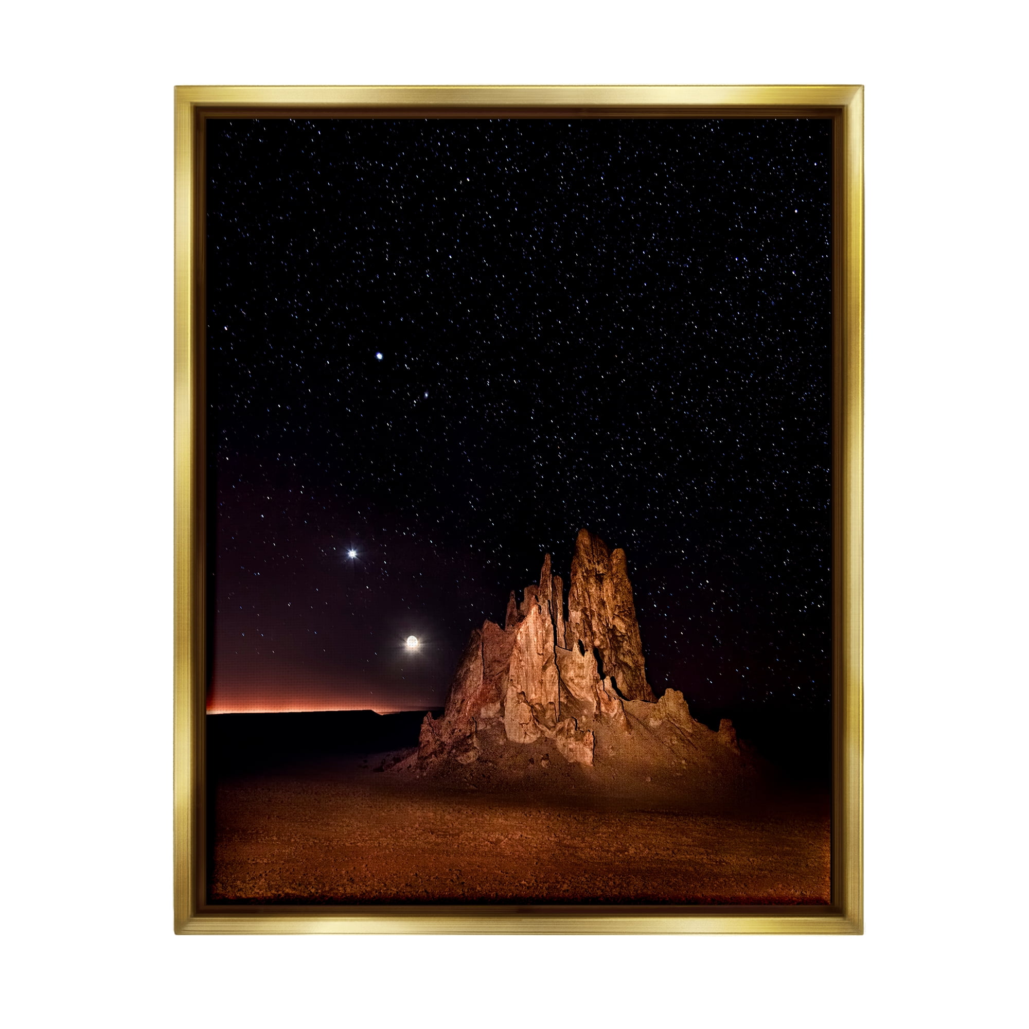 Stupell Industries Starry Night Sky Photography Nature Photography Gold Floater Framed Art Print Wall Art, 25 x 31