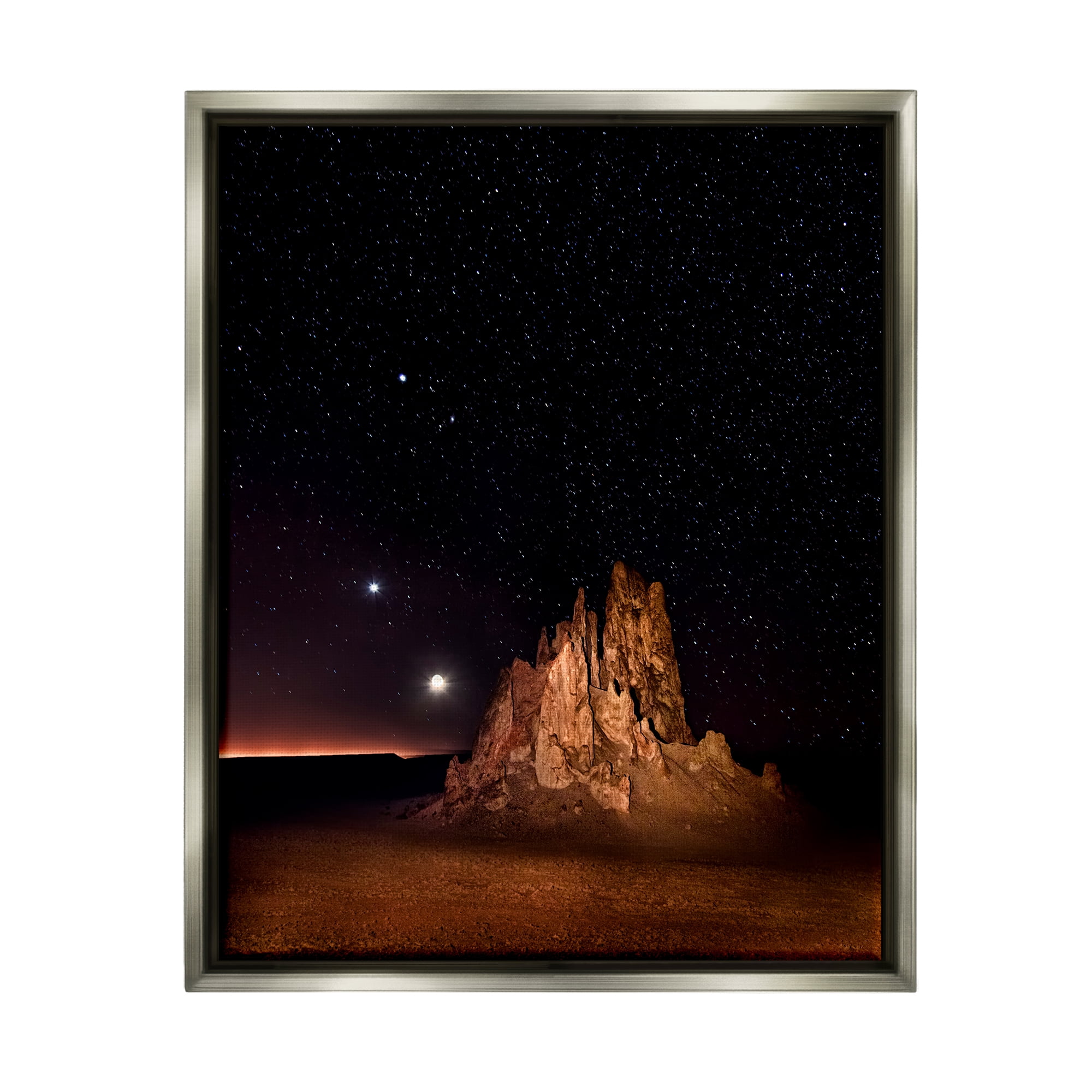 Stupell Industries Starry Night Sky Photography Nature Photography Gray Floater Framed Art Print Wall Art, 17 x 21