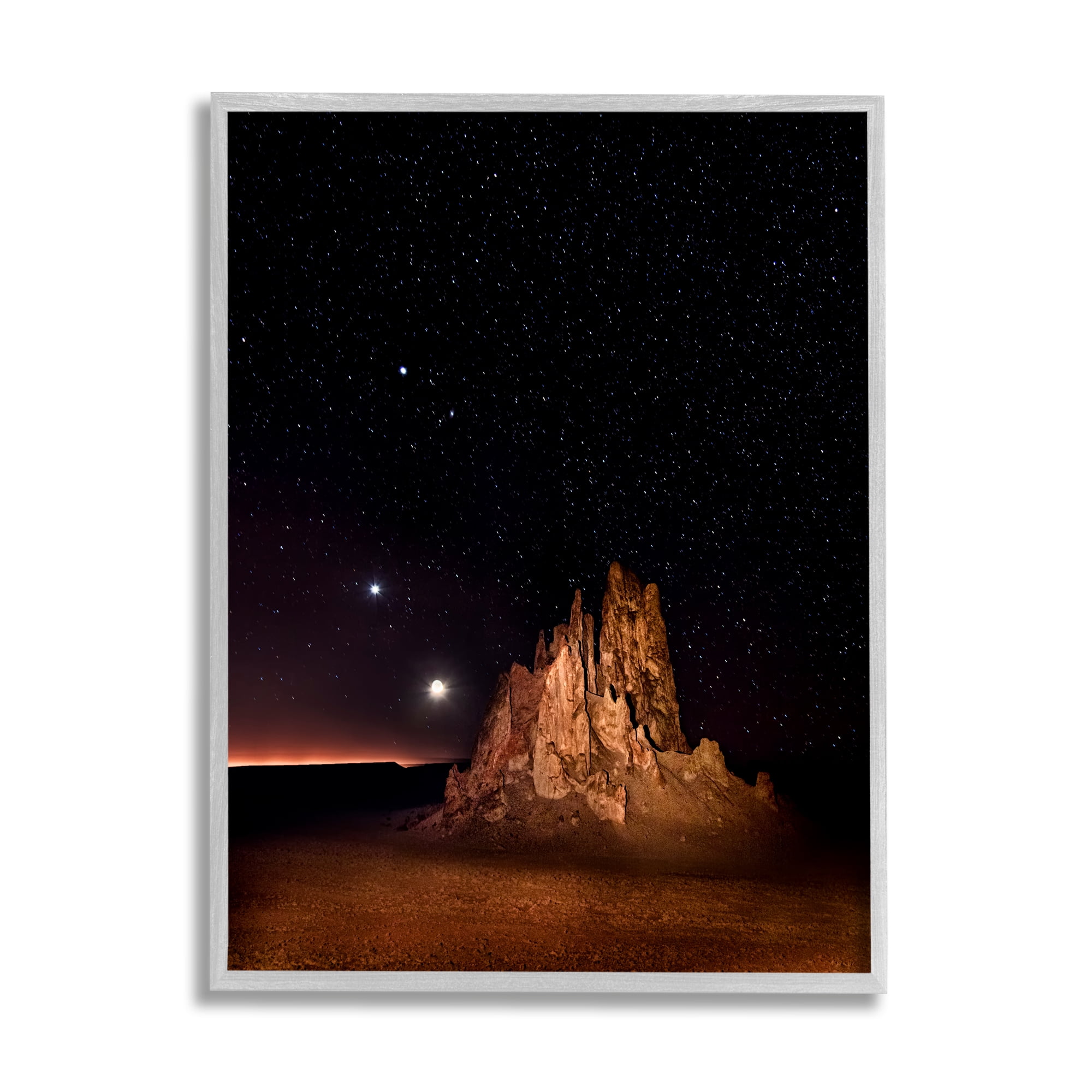 Stupell Industries Starry Night Sky Photography Nature Photography Gray Framed Art Print Wall Art, 11 x 14