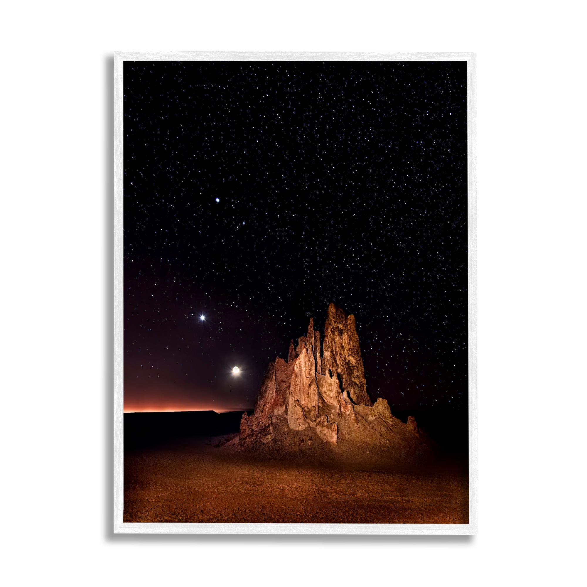 Stupell Industries Starry Night Sky Photography Nature Photography White Framed Art Print Wall Art, 24 x 30