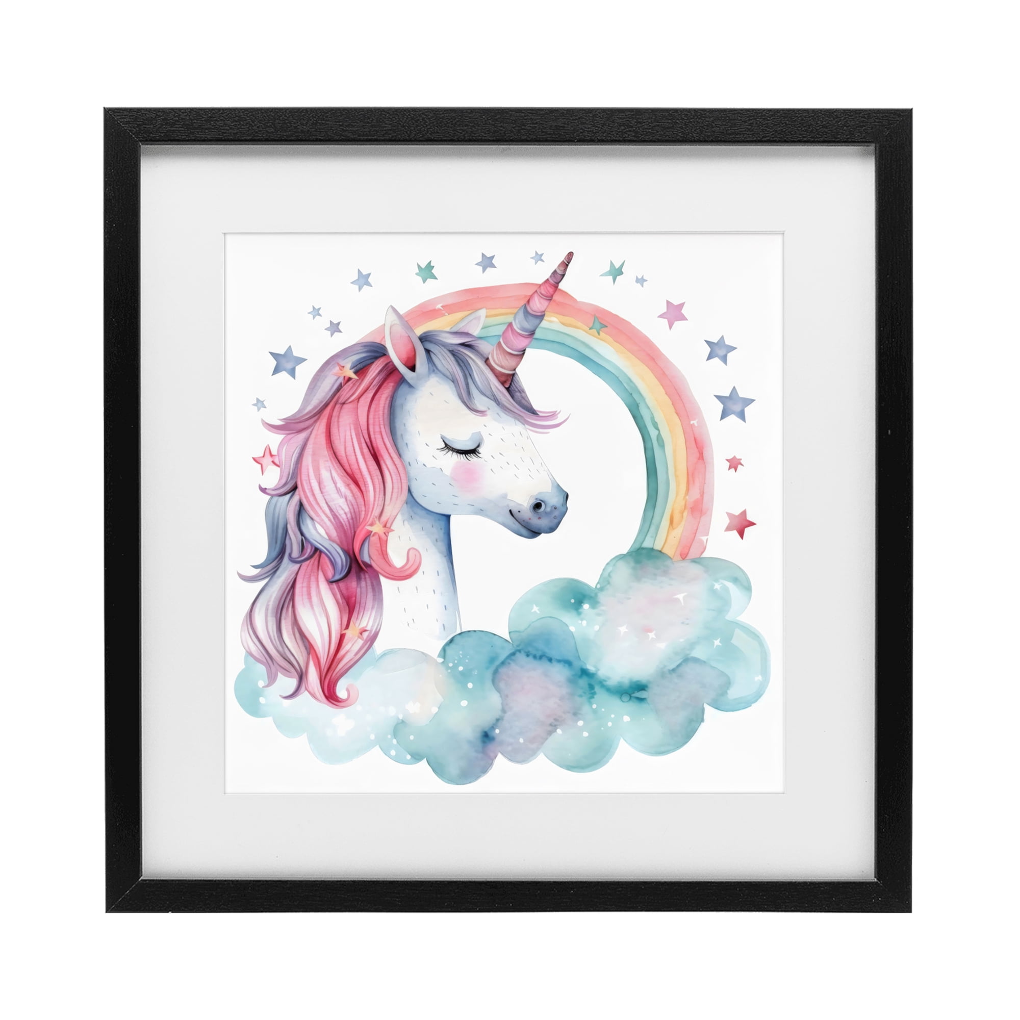 Stupell Industries Starry Rainbow Unicorn Black Framed Print Under Glass, design by Creative Studio