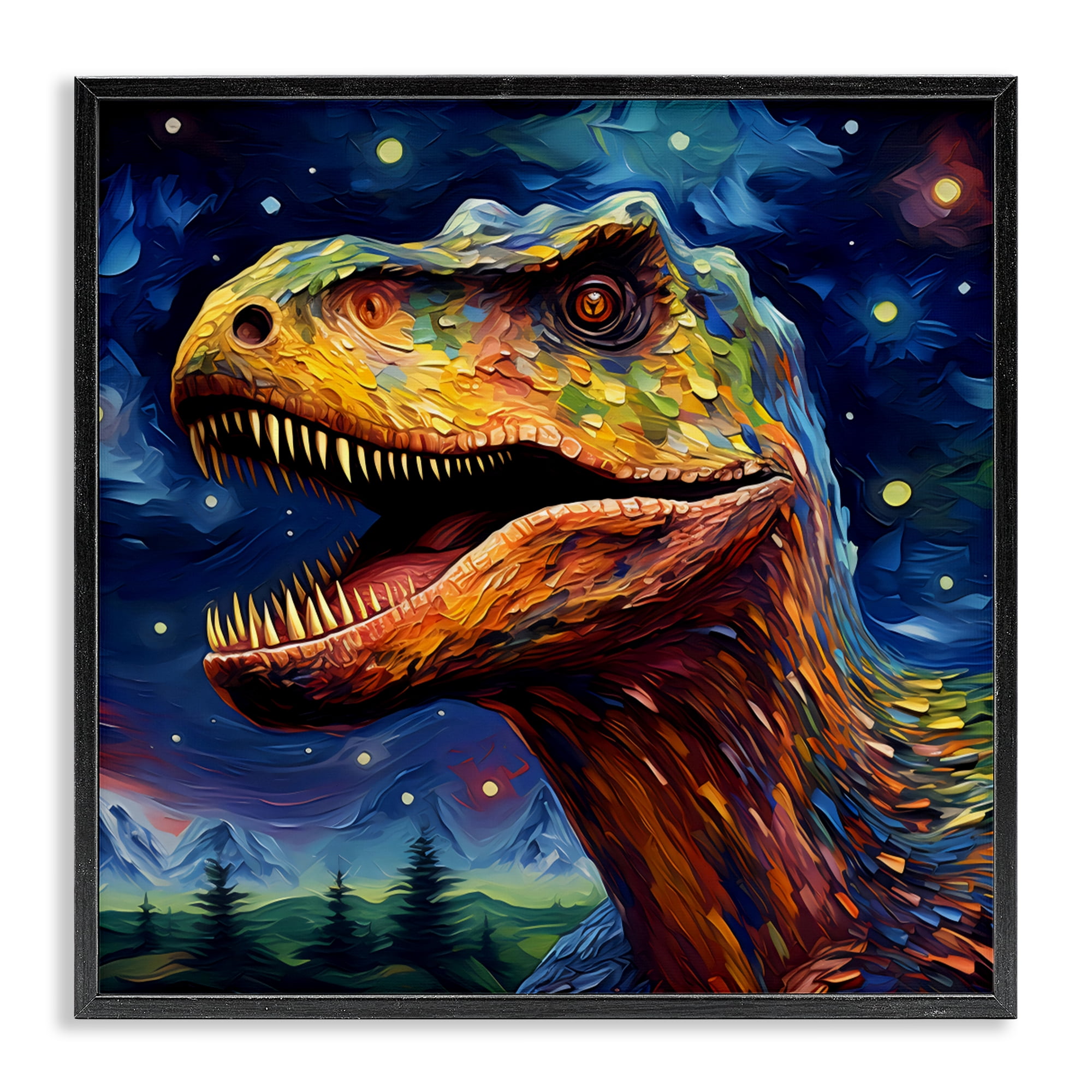 Stupell Industries Starry Sky Dinosaur Black Framed Giclee Art, design by Creative Studio
