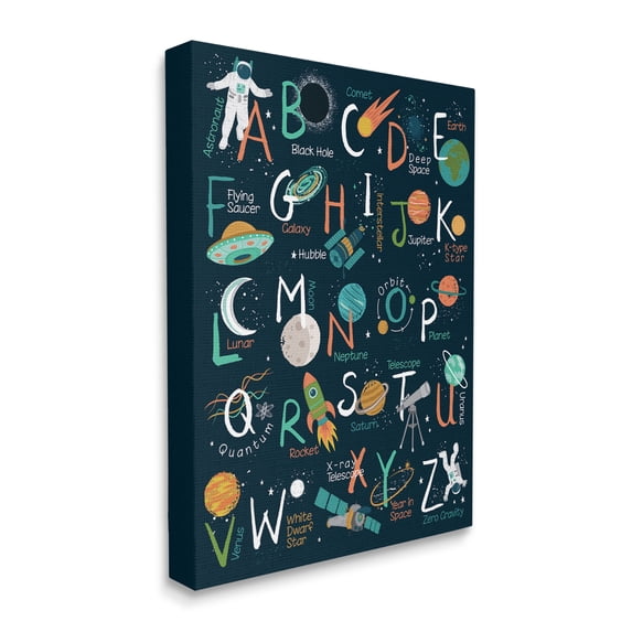 Stupell Industries Starry Space Alphabet Fantasy Constellations UFO ABC's, 30 x 40, Designed by Lisa Whitebutton