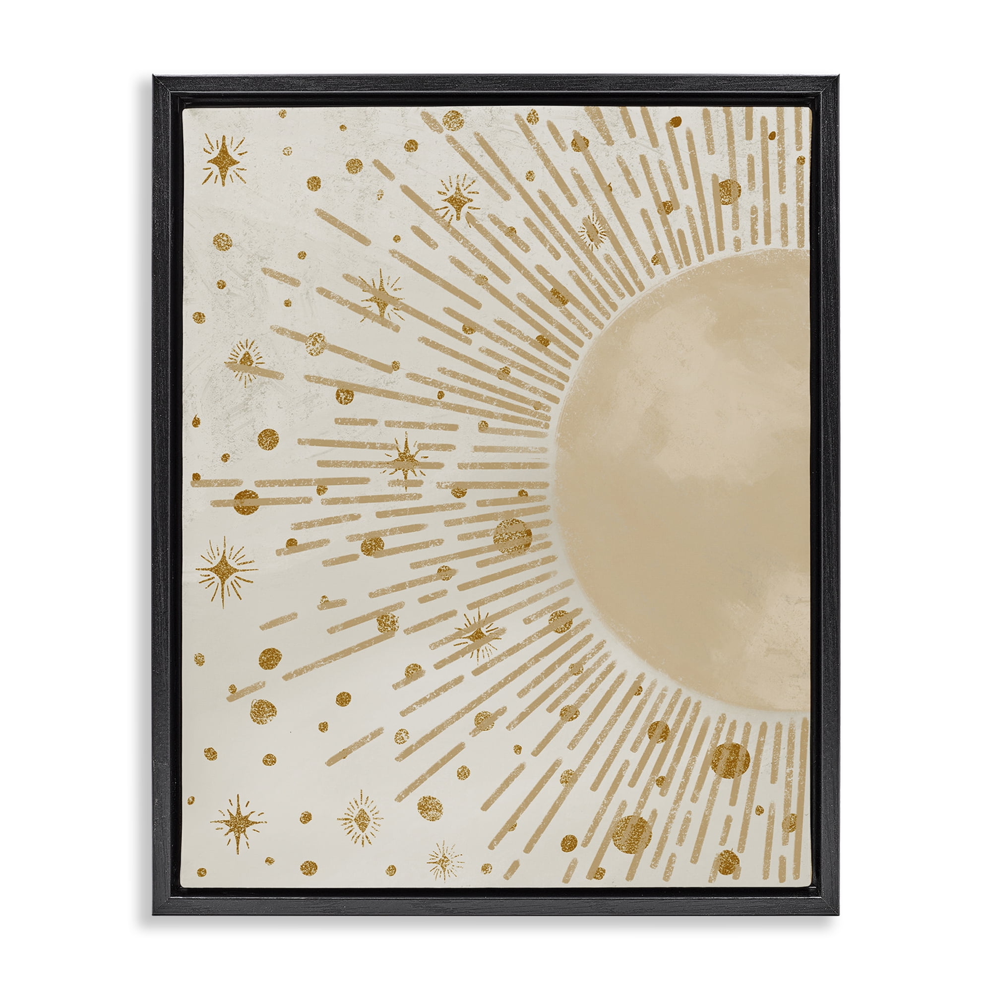 Stupell Industries Starry Sun Rays Landscape Painting Black Floater Framed Art Print Wall Art, 17 x 21