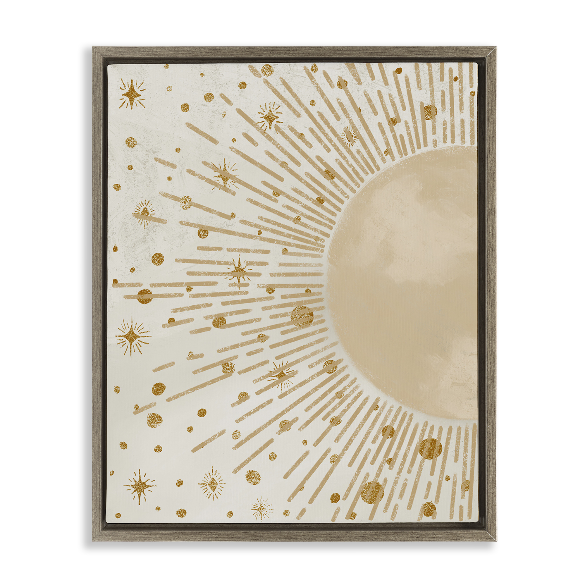 Stupell Industries Starry Sun Rays Landscape Painting Brown Floater Framed Art Print Wall Art, 17 x 21