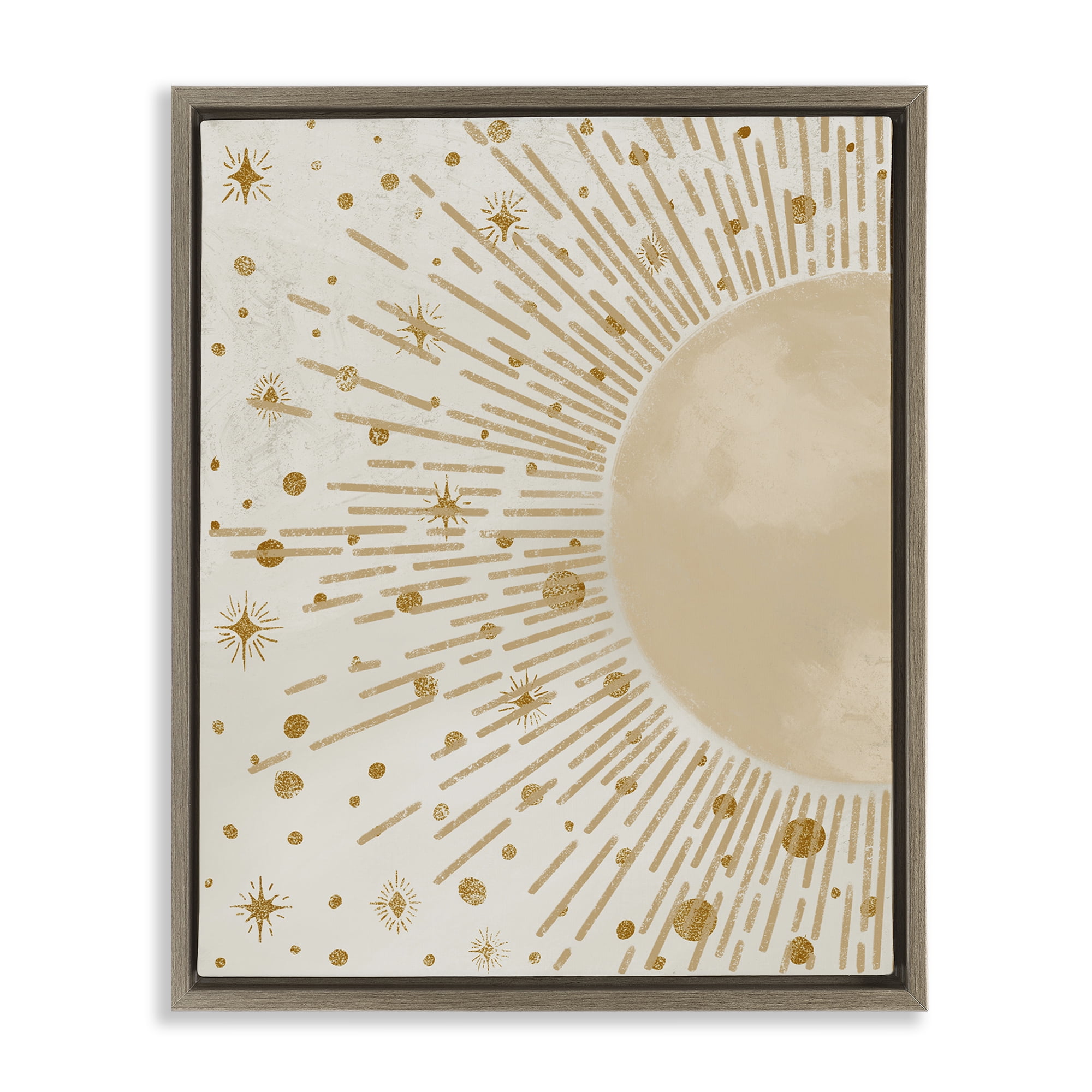 Stupell Industries Starry Sun Rays Landscape Painting Brown Floater Framed Art Print Wall Art, 25 x 31
