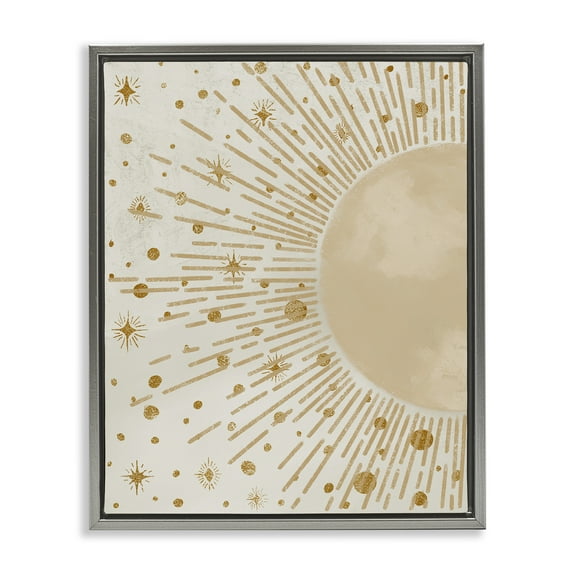 Stupell Industries Starry Sun Rays Landscape Painting Gray Floater Framed Art Print Wall Art, 17 x 21