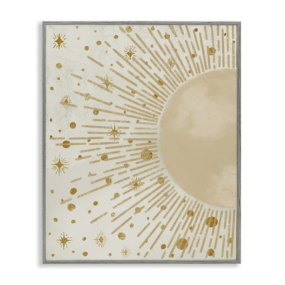 Stupell Industries Starry Sun Rays Landscape Painting Gray Framed Art Print Wall Art, 11 x 14