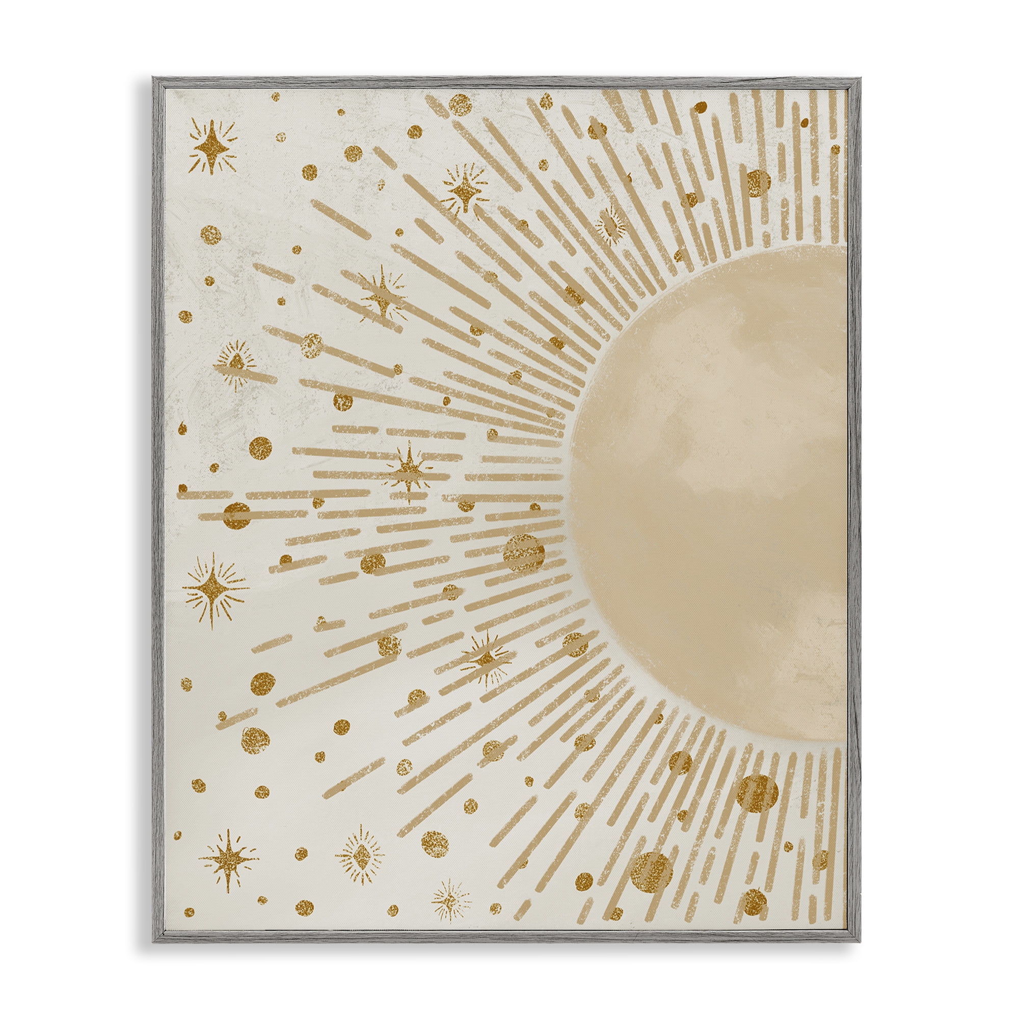 Stupell Industries Starry Sun Rays Landscape Painting Gray Framed Art Print Wall Art, 16 x 20