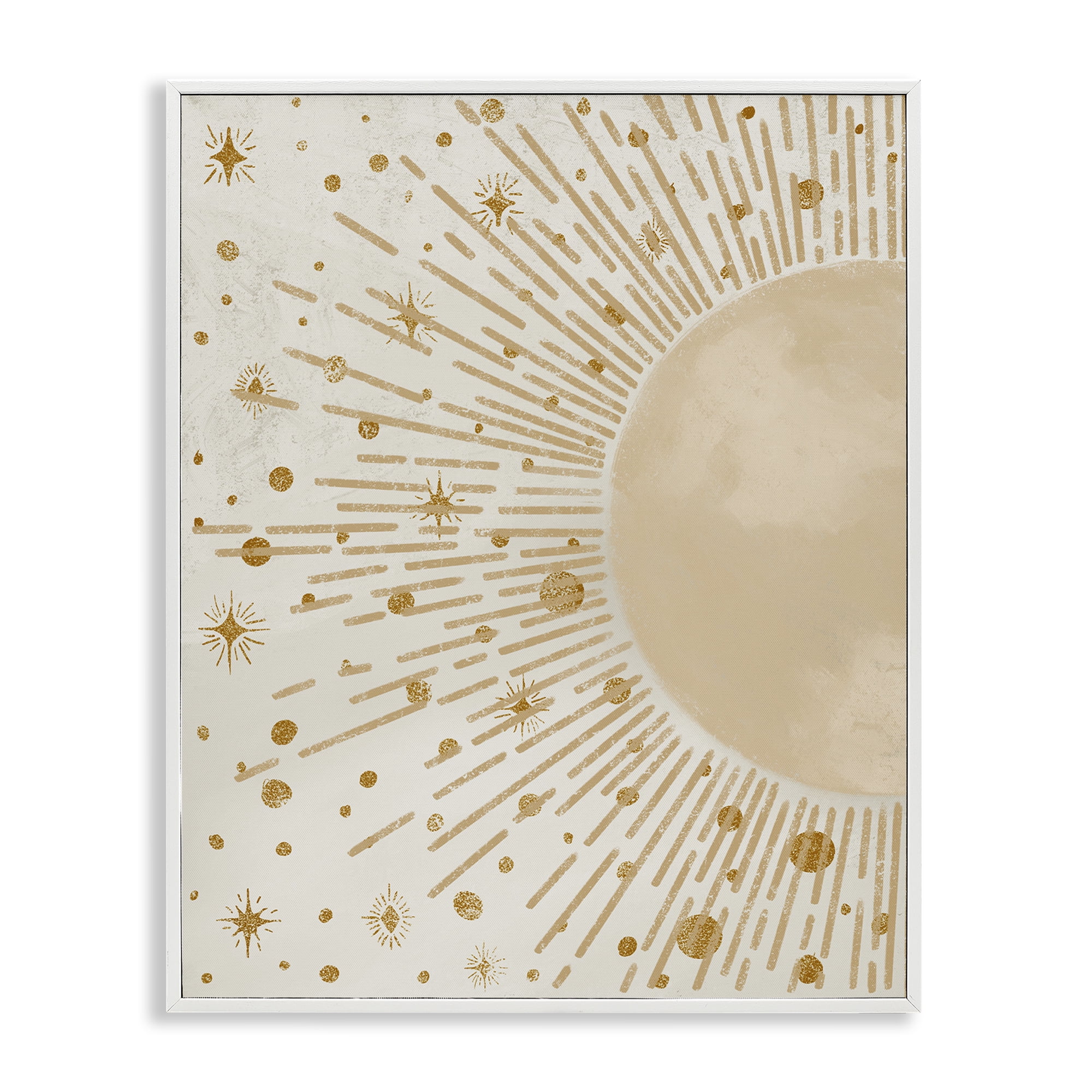 Stupell Industries Starry Sun Rays Landscape Painting White Framed Art Print Wall Art, 16 x 20