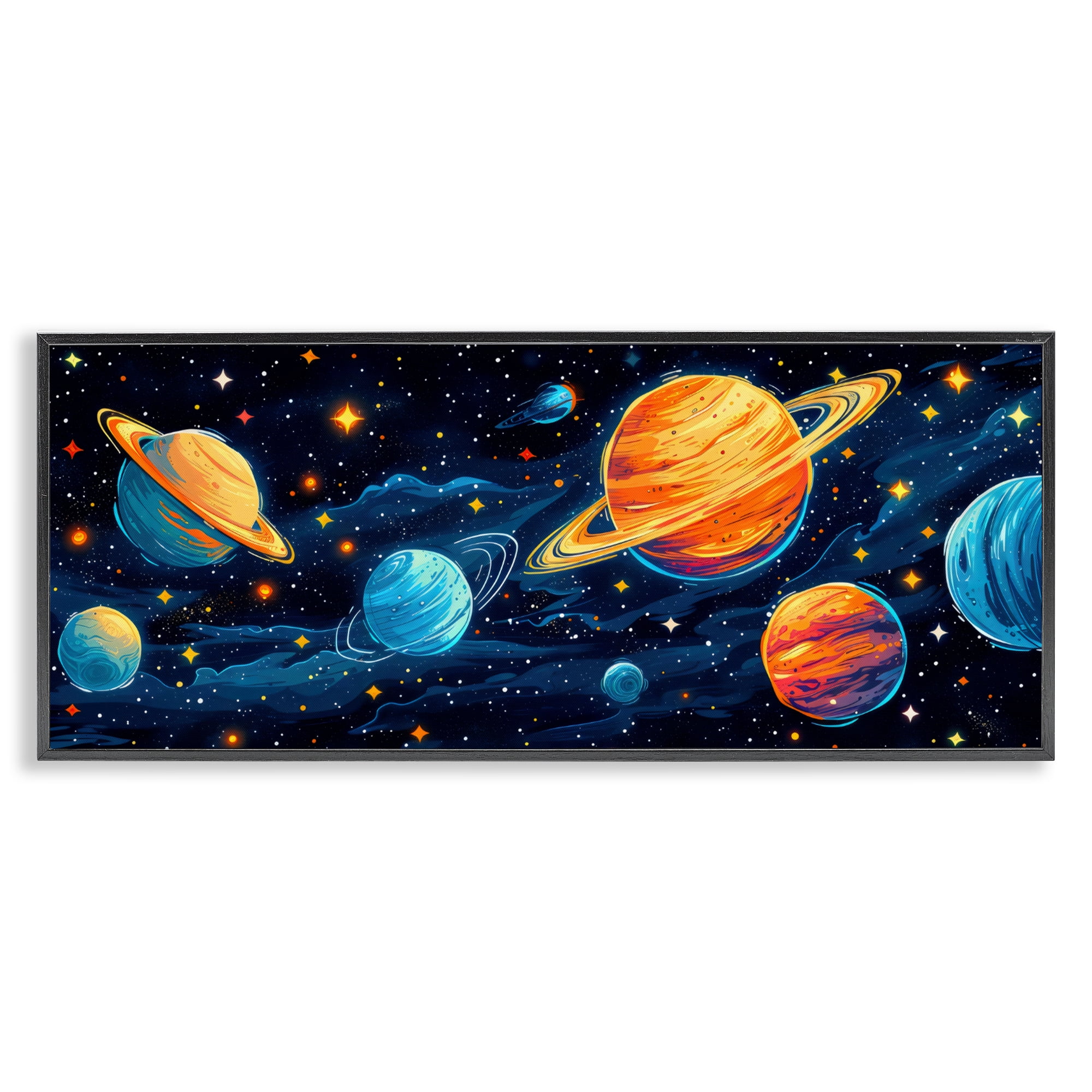 Stupell Industries Starry Universe Whimsy Black Framed Giclee Art, design by Creative Studio