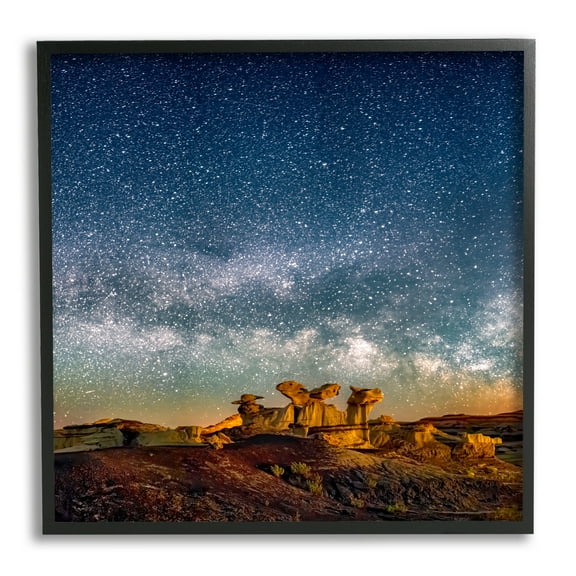Stupell Industries Stars Over Desert Canyon Nature Photography Black Framed Art Print Wall Art, 12 x 12
