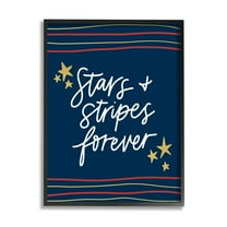 Stupell Industries Stars Stripes Forever Americana Independence Day Graphic Art Black Framed Art Print Wall Art, Design by Amanda Houston