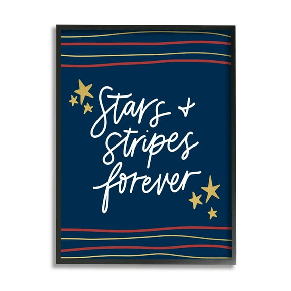 Stupell Industries Stars Stripes Forever Americana Independence Day Graphic Art Black Framed Art Print Wall Art, Design by Amanda Houston