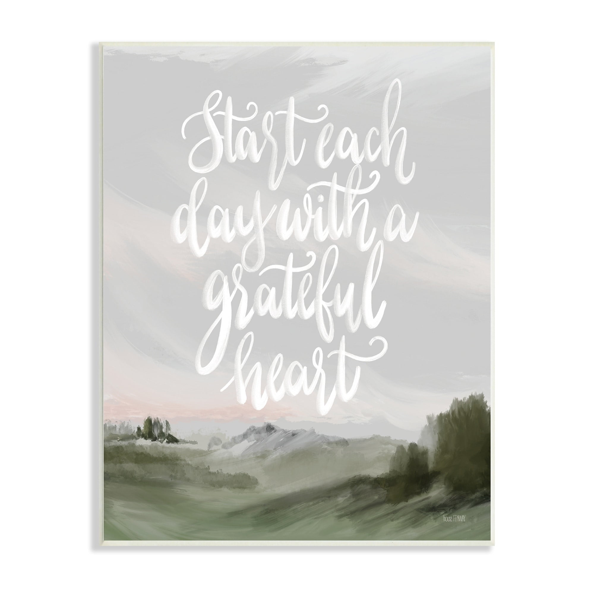 Stupell Industries Start Day with Grateful Heart Countryside Landscape Painting,10 x 15, Design by House Fenway
