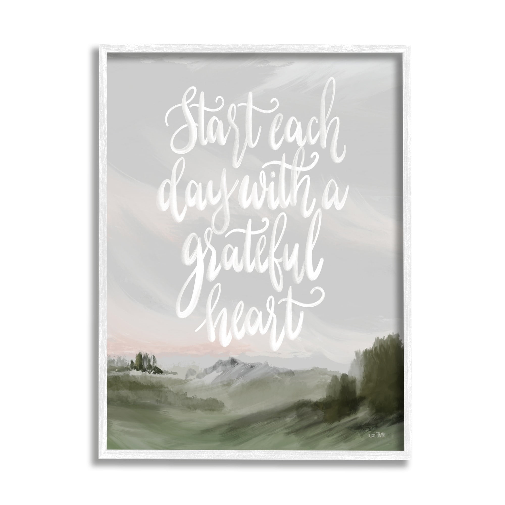 Stupell Industries Start Day with Grateful Heart Countryside Landscape Painting,11 x 14, Design by House Fenway