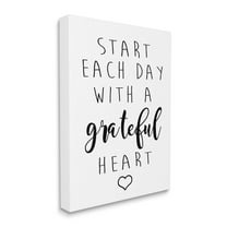 Stupell Industries Start Each Date with Grateful Heart Phrase Minimal Inspirational Painting Gallery Wrapped Canvas Print Wall Art, 16 x 20