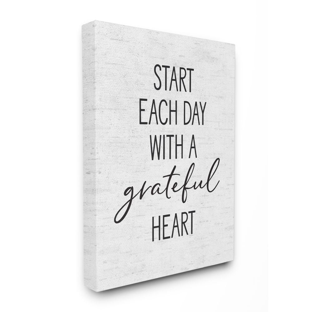 Stupell Industries Start Each Day with a Grateful Heart Neutral Quote Canvas Wall Art Design by Lettered and Lined, 30" x 40"