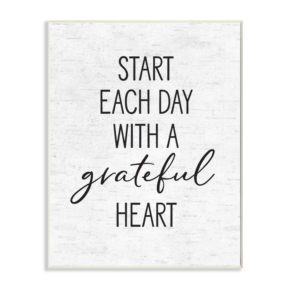 Stupell Industries Start Each Day with a Grateful Heart Neutral Quote Wall Plaque Design by Lettered and Lined