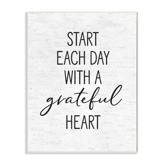 Stupell Industries Start Each Day with a Grateful Heart Neutral Quote Wall Plaque Design by Lettered and Lined