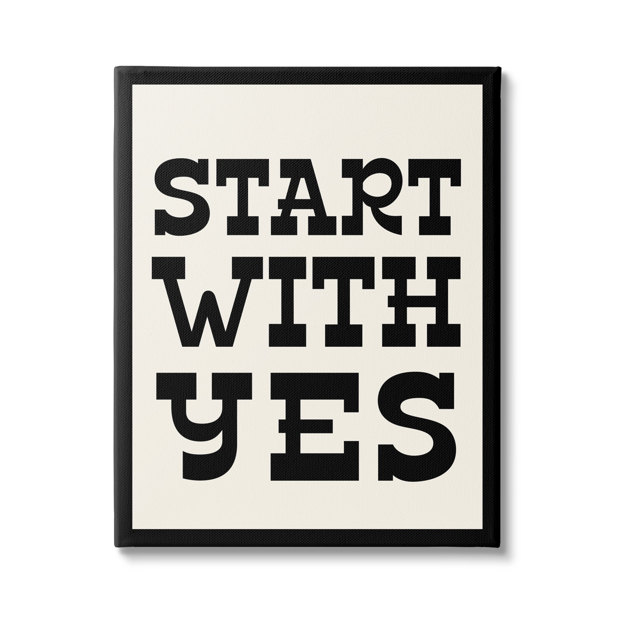 Stupell Industries Start With Yes Phrase Inspirational Painting Gallery Wrapped Canvas Print Wall Art, 36 x 48