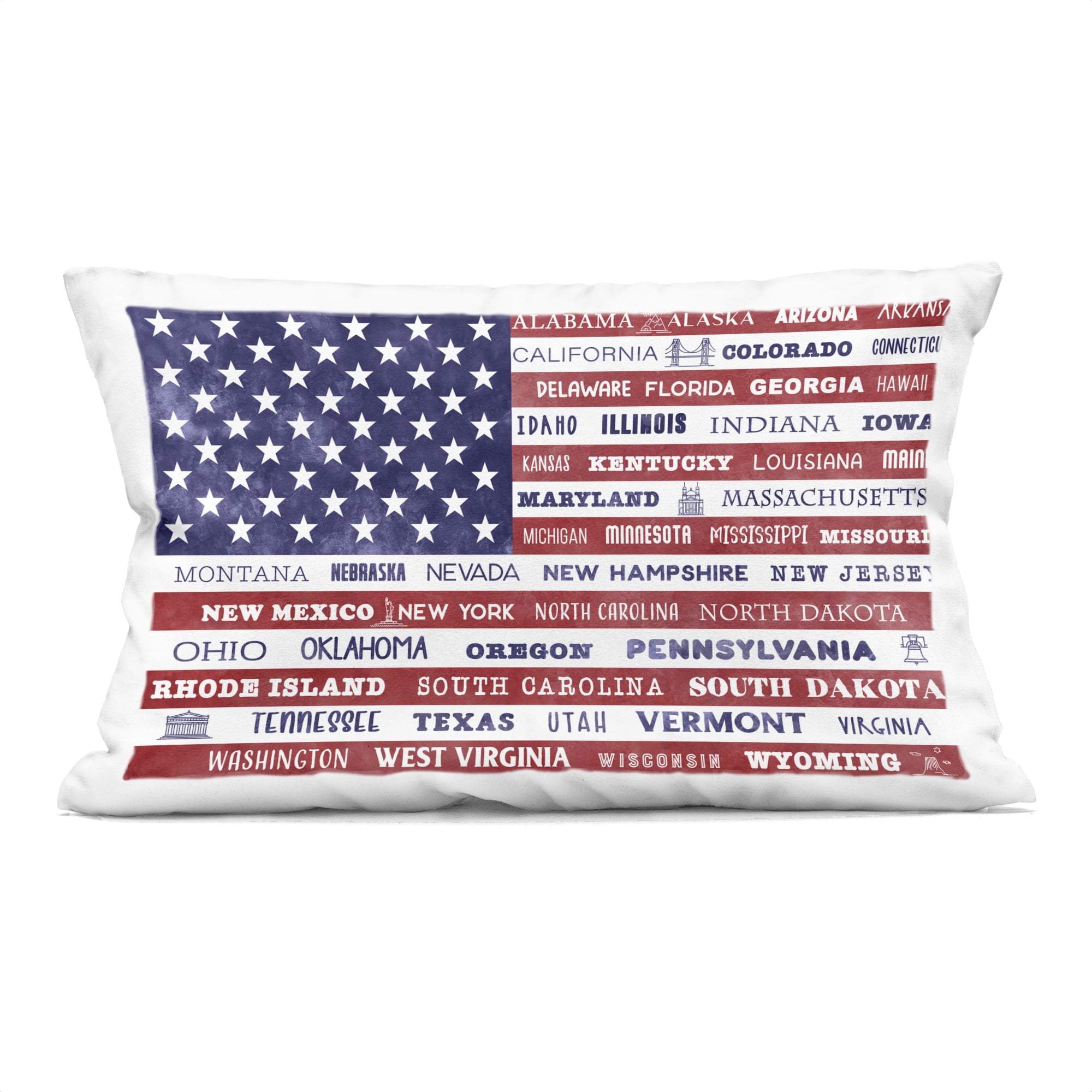 Stupell Industries States Of America Flag Decorative Printed Throw Pillow, design by Daniela Santiago, 14 x 7 x 20