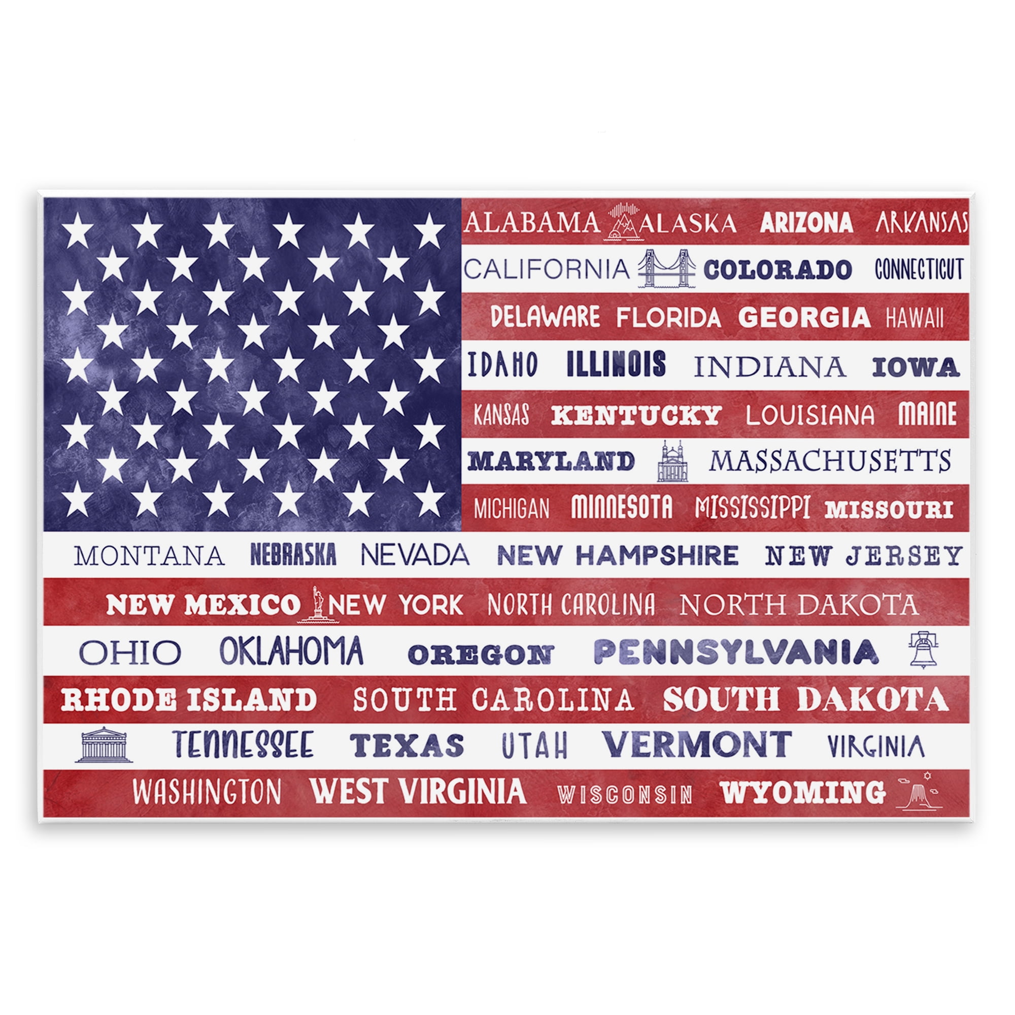 Stupell Industries States Of America Flag Wall Plaque Art, design by Daniela Santiago