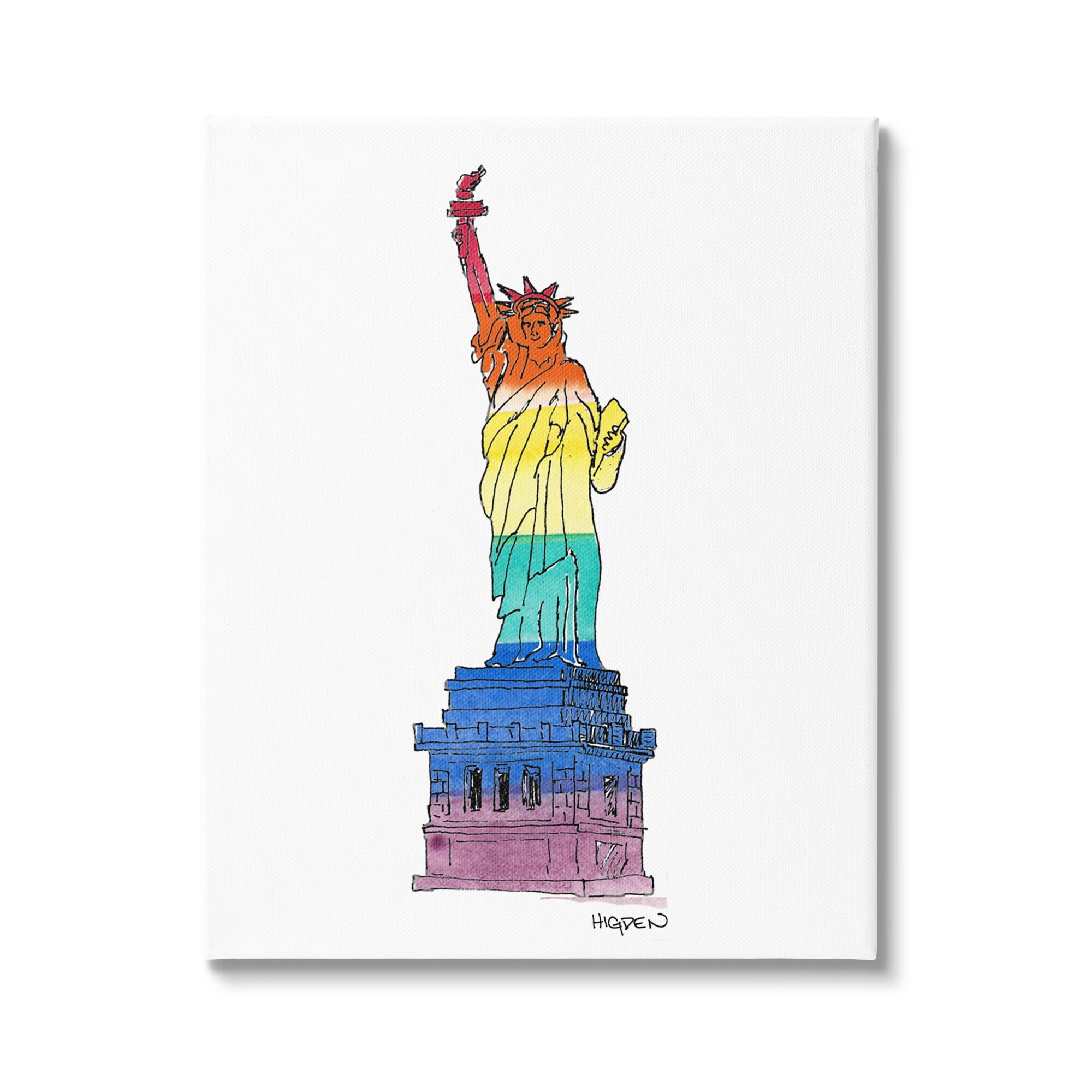 Stupell Industries Statue Of Liberty Pride Rainbow Holiday Painting Gallery Wrapped Canvas Print Wall Art