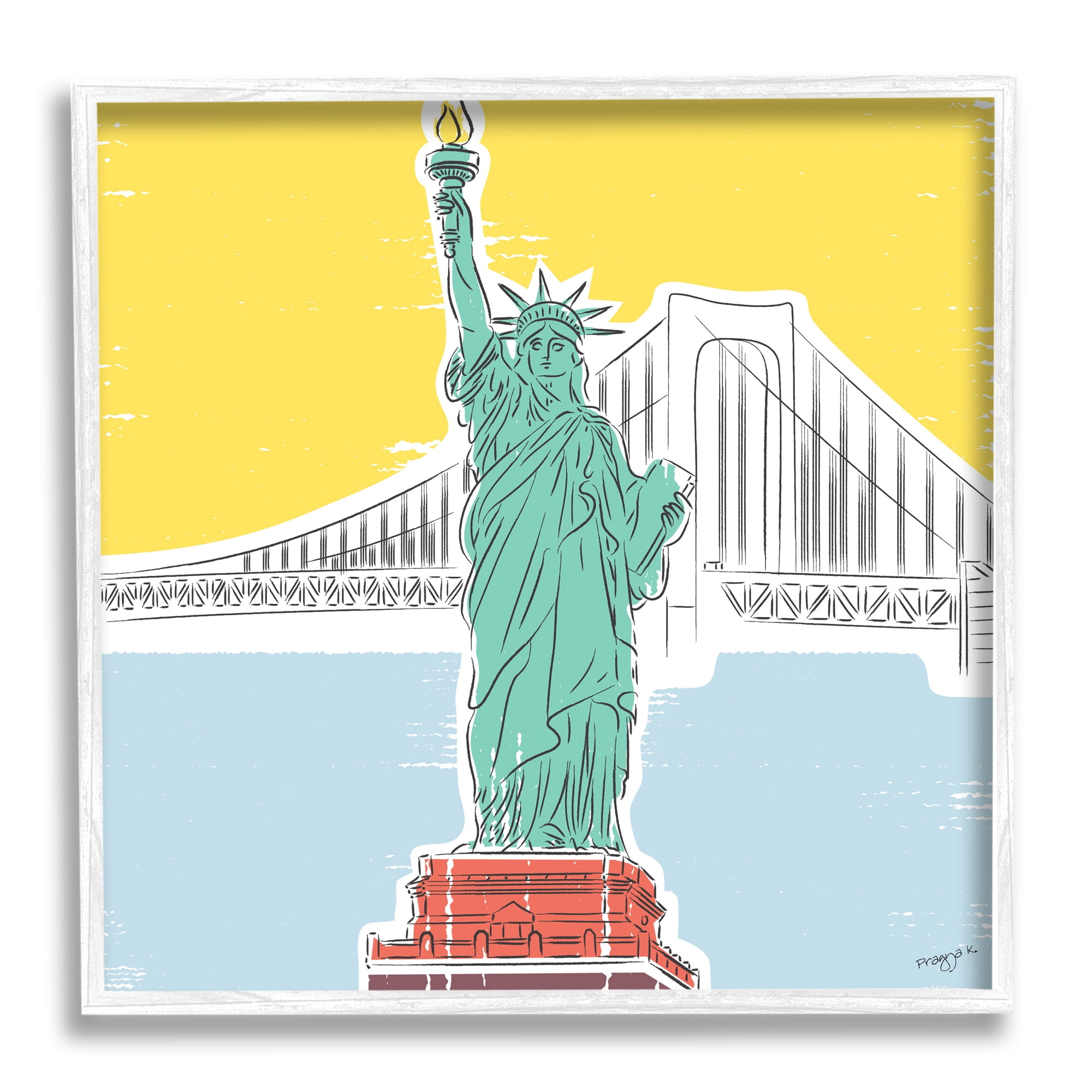 Stupell Industries Statue of Liberty Portrait Travel & Places Painting White Framed Art Print Wall Art, 17 x 17