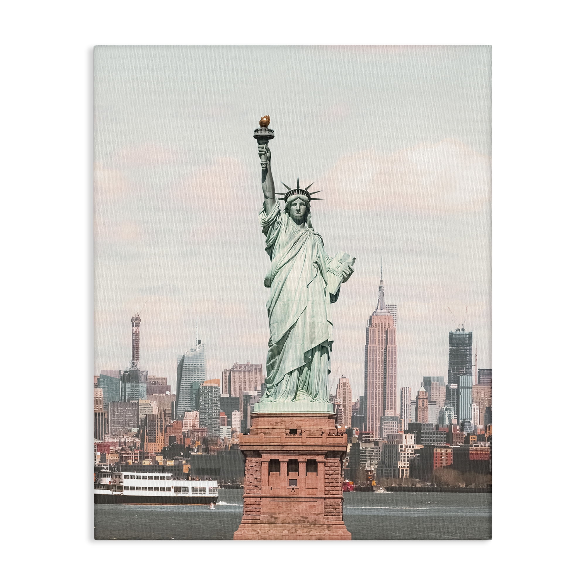 Stupell Industries Statue of Liberty Skyline Cities & Countries Photography Wrapped Canvas Art Print Wall Art, 24 x 30