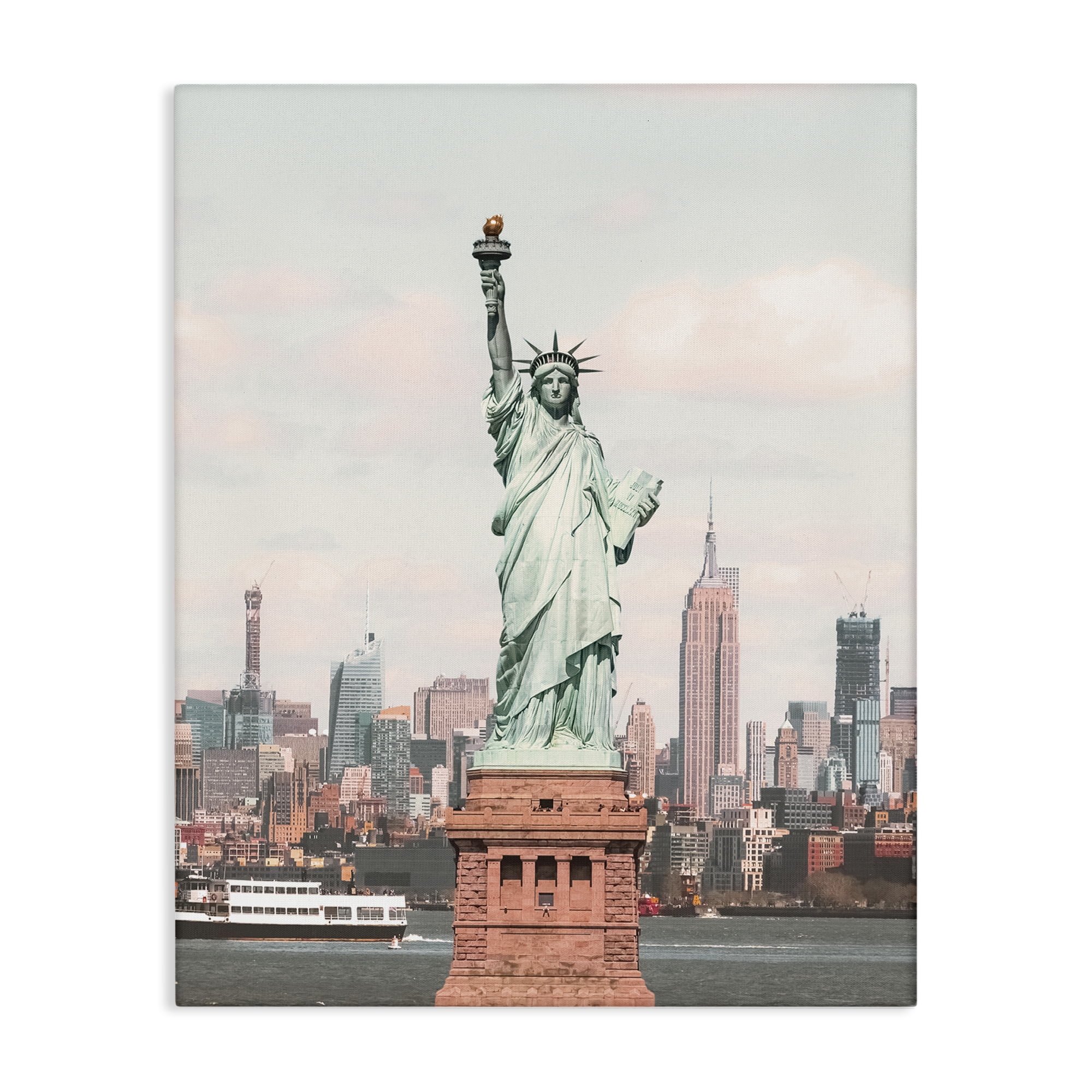 Stupell Industries Statue of Liberty Skyline Cities & Countries Photography Wrapped Canvas Art Print Wall Art, 36 x 48