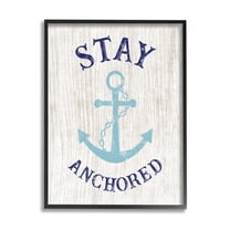 Stupell Industries Stay Anchored Rustic Nautical Beach Typography Graphic Art Black Framed Art Print Wall Art, Design by CAD Designs