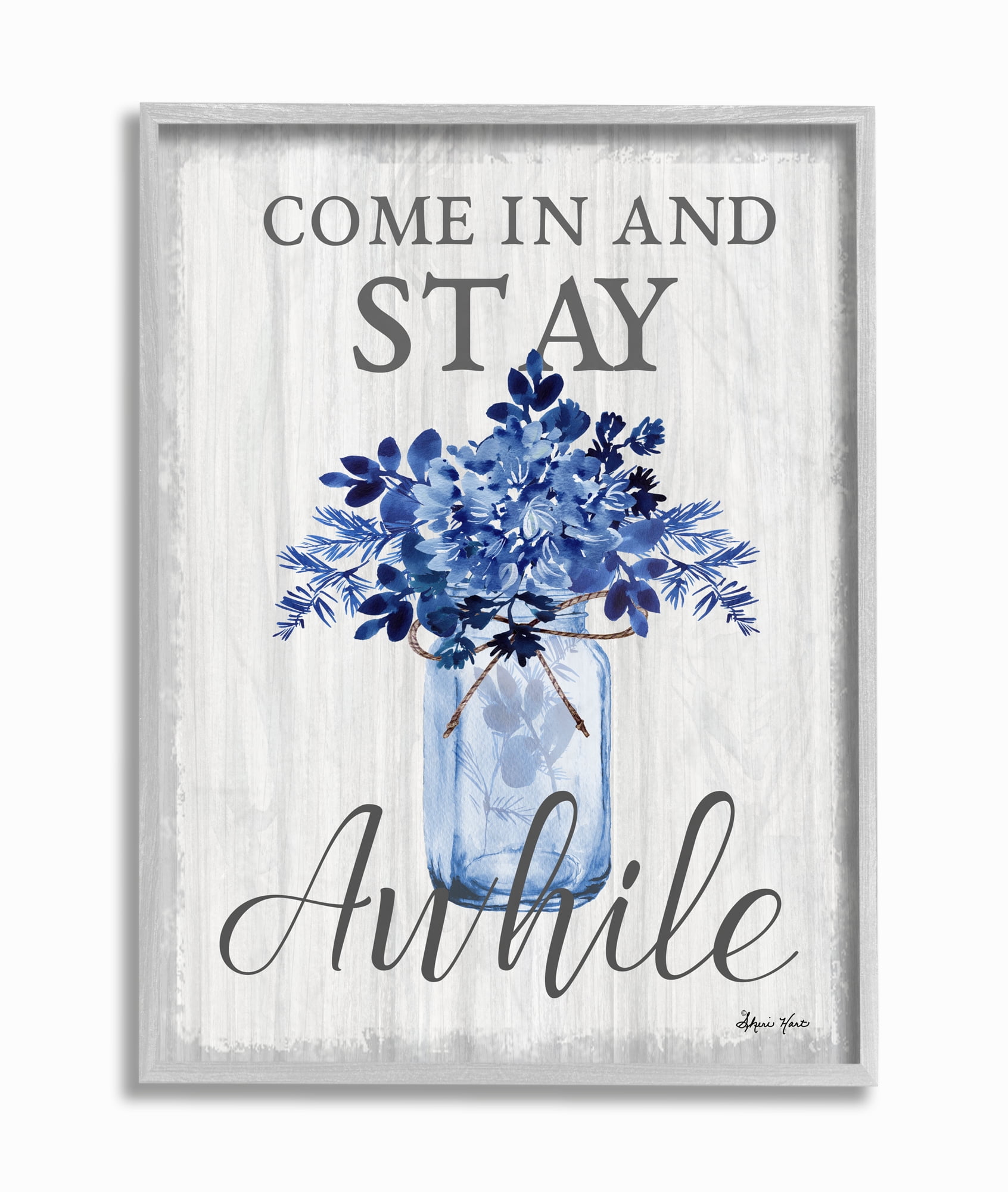 Blue Flower Jar Abstract Canvas Print for Kids