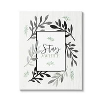 Stupell Industries Stay Awhile Phrase Country Herb Foliage Border,24 x 30, Design by Elizabeth Tyndall