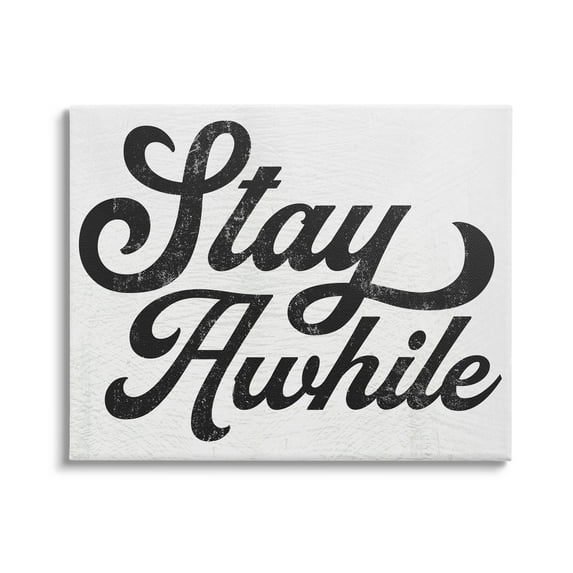 Stupell Industries Stay Awhile Retro Text Casual Vintage Phrase Graphic Art Gallery Wrapped Canvas Print Wall Art, Design by Daphne Polselli