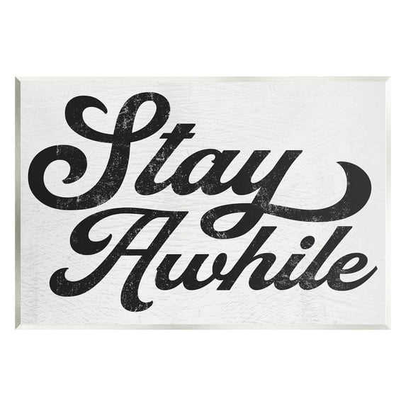 Stupell Industries Stay Awhile Retro Text Casual Vintage Phrase Graphic Art Unframed Art Print Wall Art, Design by Daphne Polselli