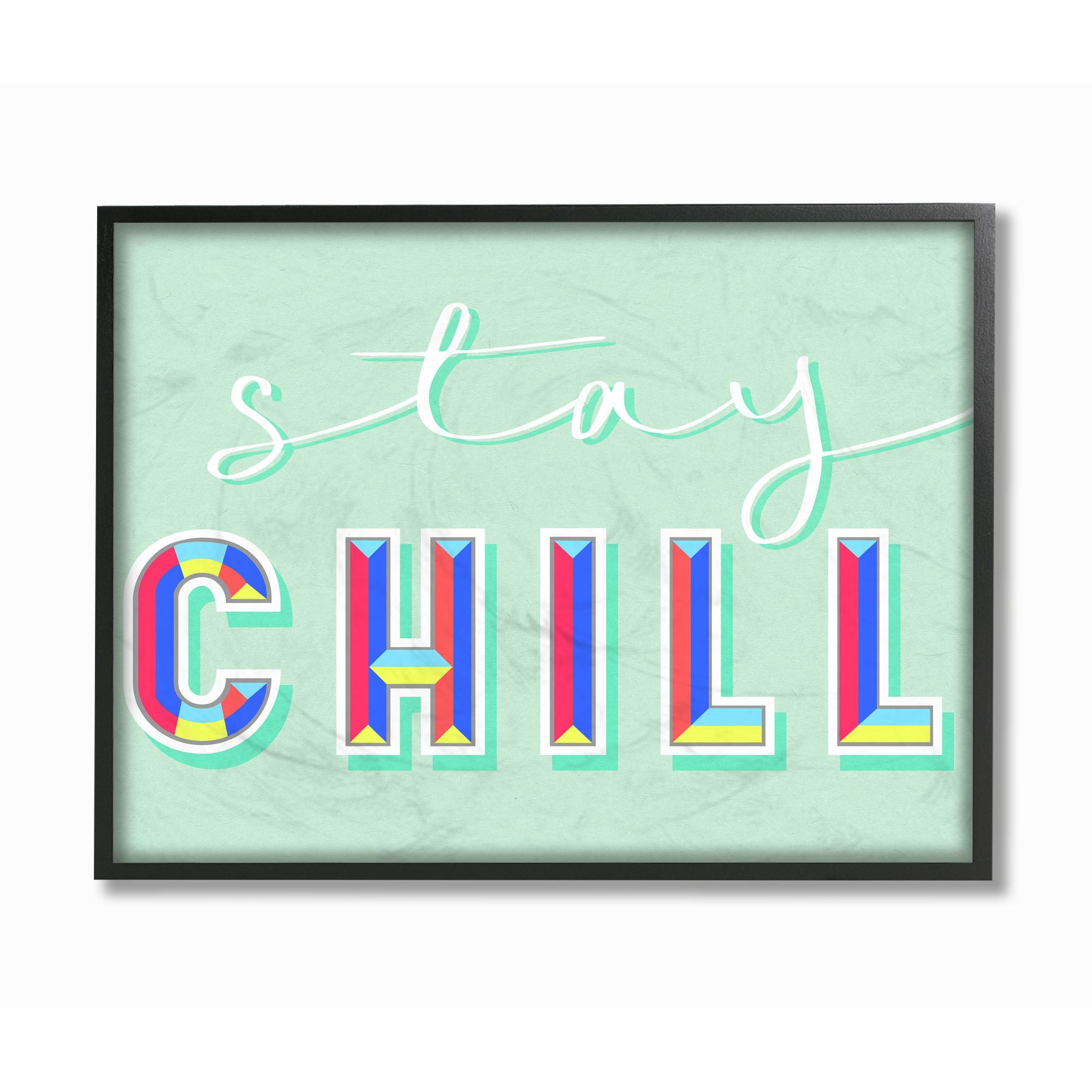 Stupell Industries Stay Chill Green Modern Word Design Framed Wall Art by Daphne Polselli