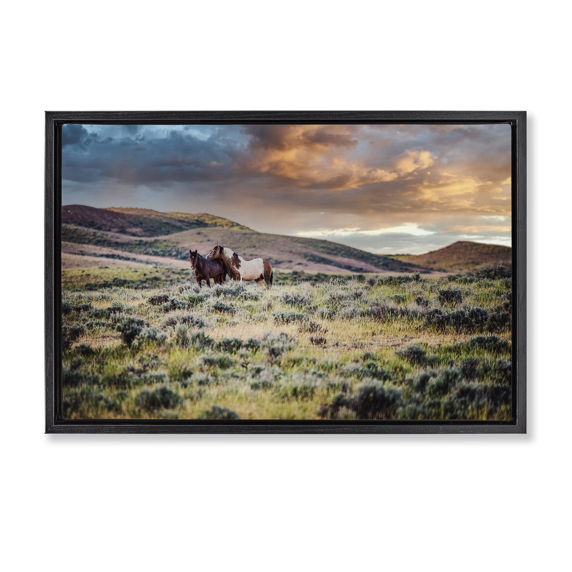 Stupell Industries Stay Close Horses Black Framed Floater Canvas Wall Art, design by Tim West