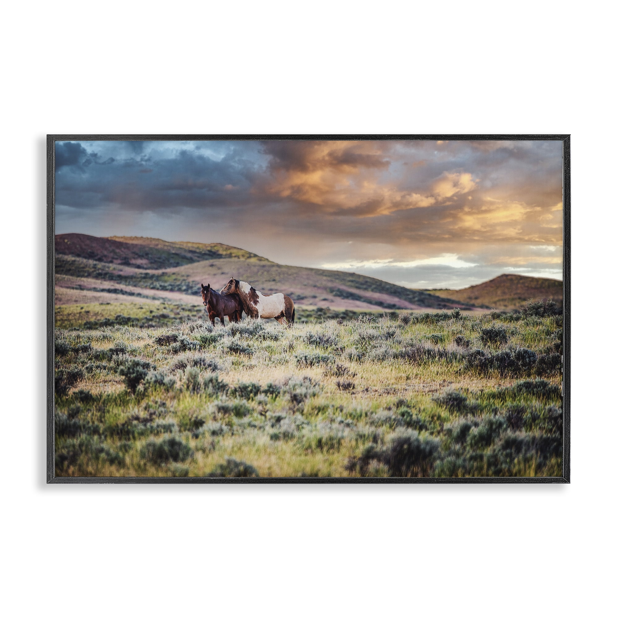 Stupell Industries Stay Close Horses Black Framed Giclee Art, design by Tim West
