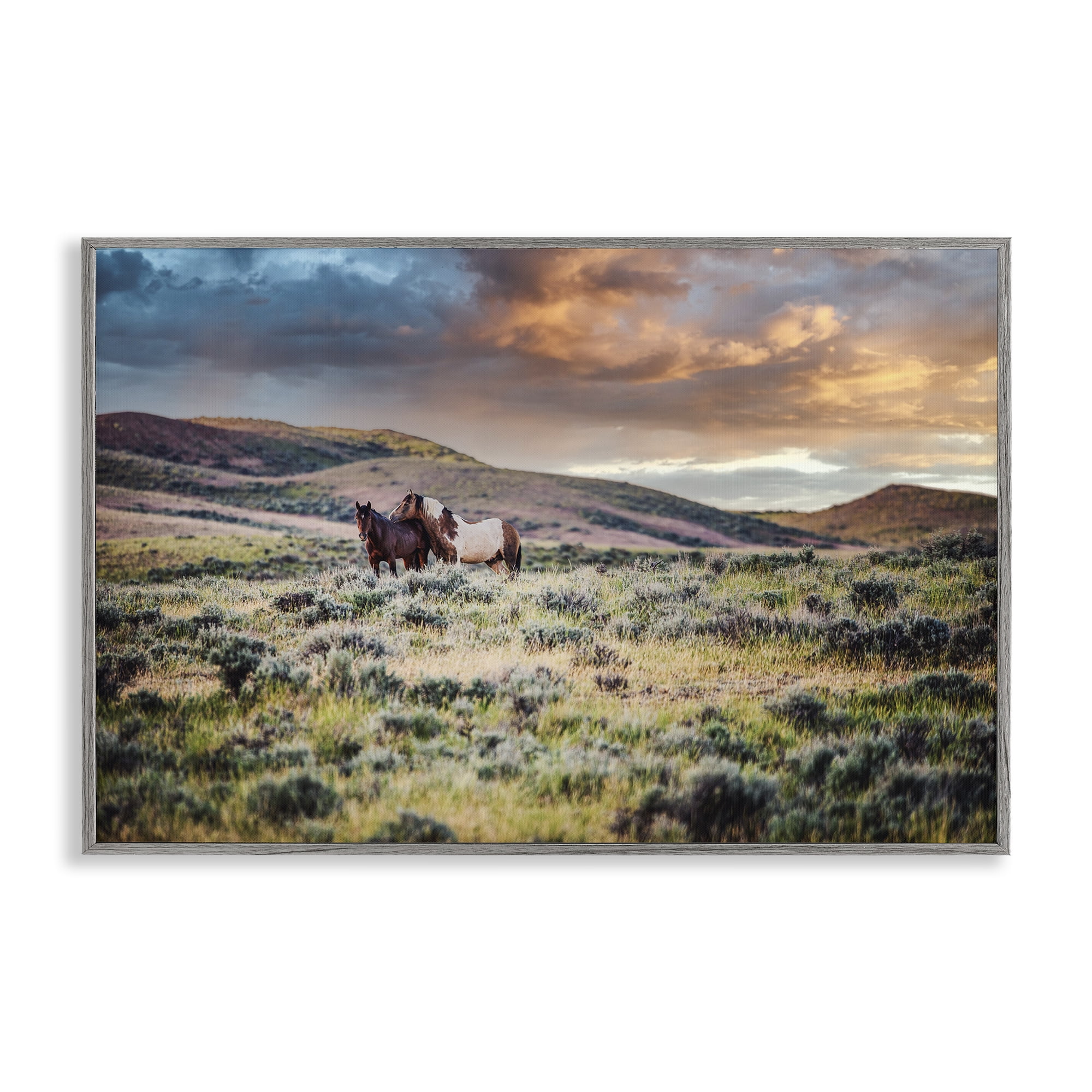 Stupell Industries Stay Close Horses Gray Framed Giclee Art, design by Tim West